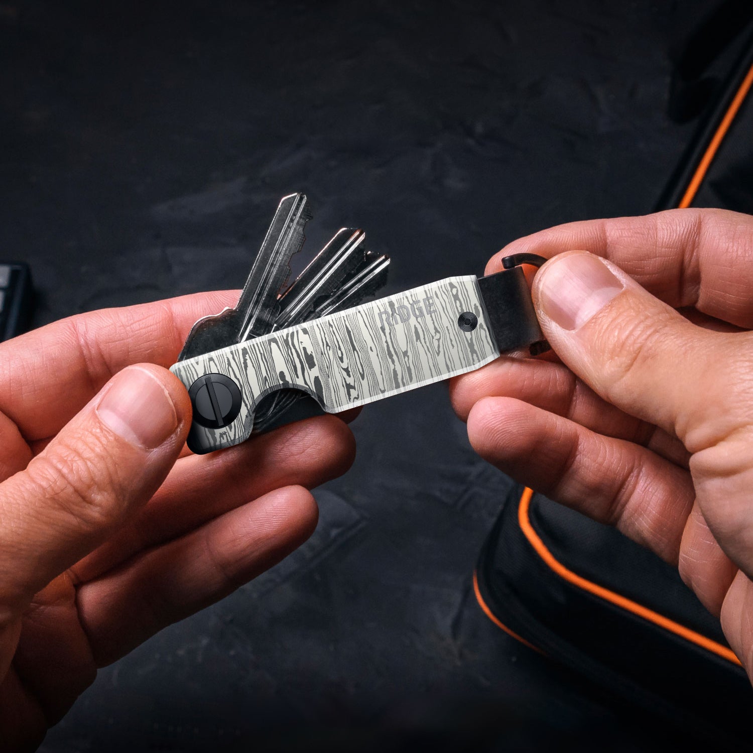 Ridge KeyCase - Damascus