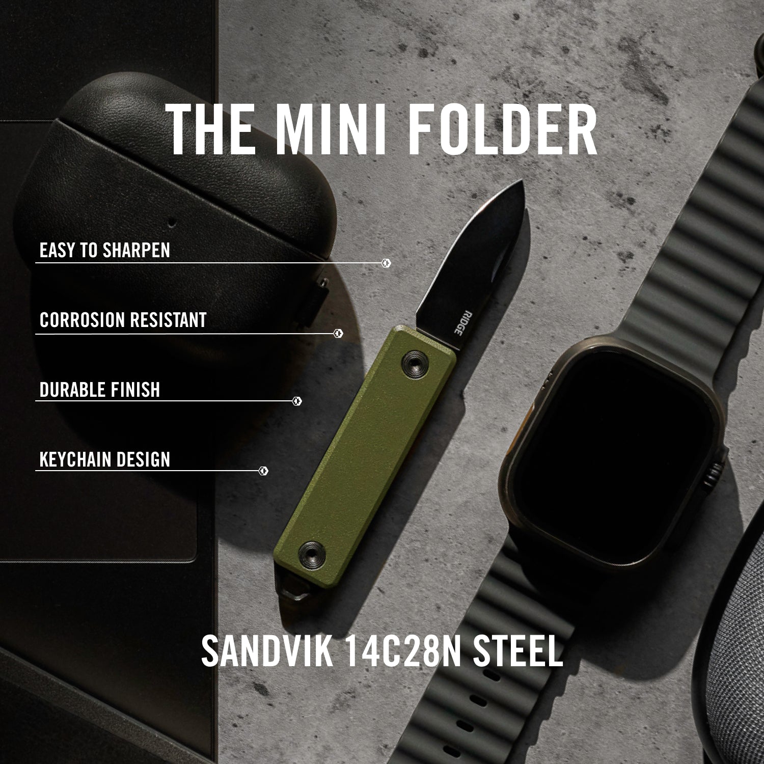 Mini Folder - Matte Olive