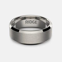Ridge 8mm Beveled Ring Set - Platinum | Tantalum