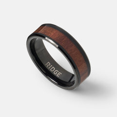 Ridge 8mm Beveled Ring Set - Mopane Wood