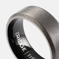Ridge 8mm Beveled Ring Set - Stonewashed Titanium