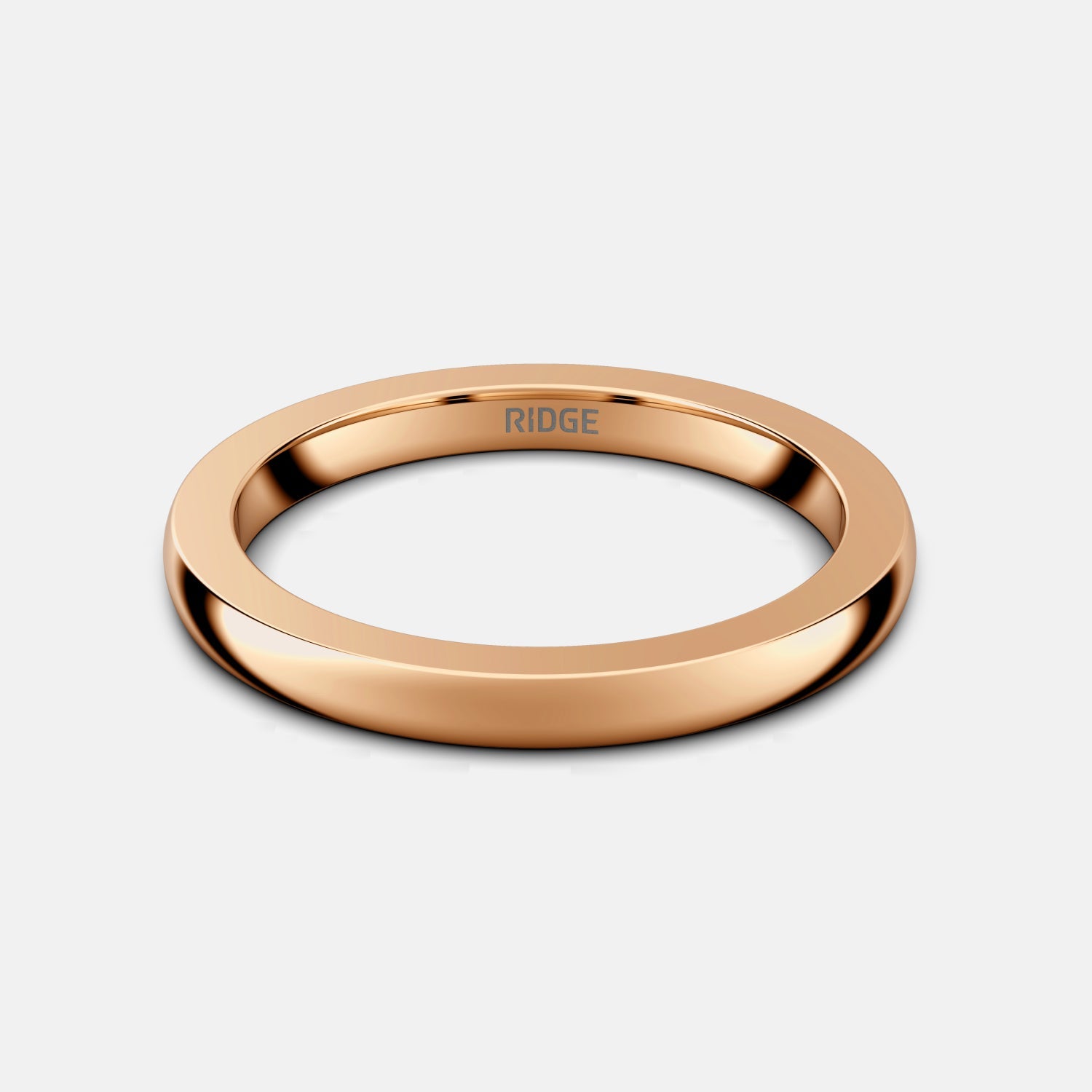 Ridge 2mm Rounded Ring Set - 14K Rose Gold